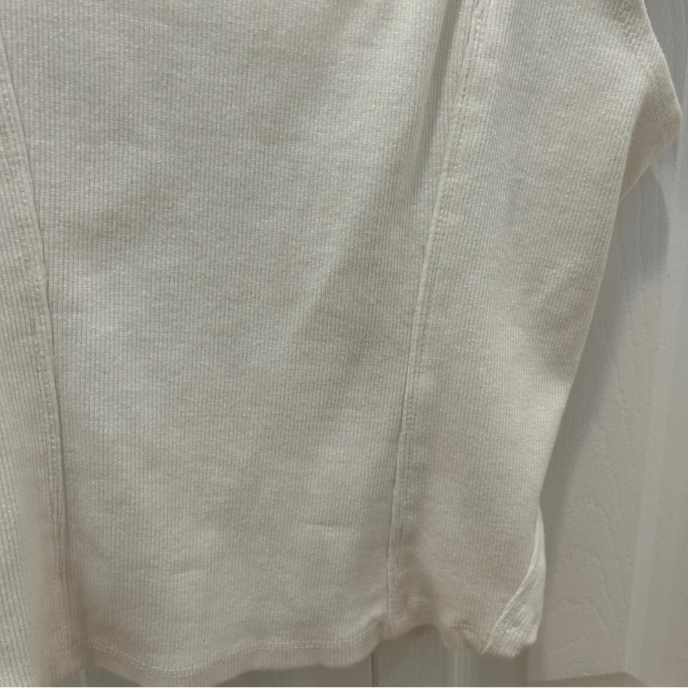 Anthropologie Cream Ruffled Ribbed Tank - Picture 2 of 4
